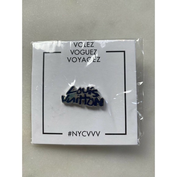 New Louis Vuitton Pintrill NYCVVV Stephen Sprouse Logo Letter Silver Pin Brooch - Picture 1 of 2